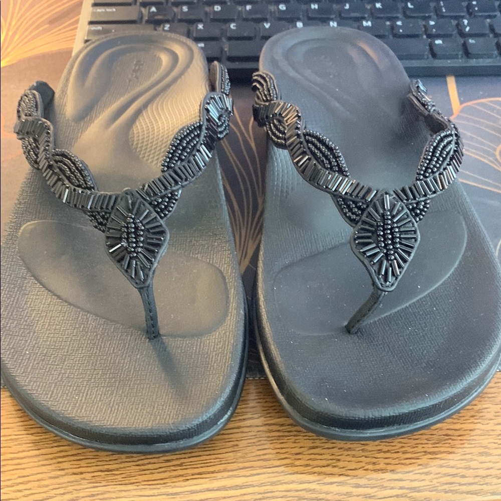 Elegant Black Beaded Women's Sandals